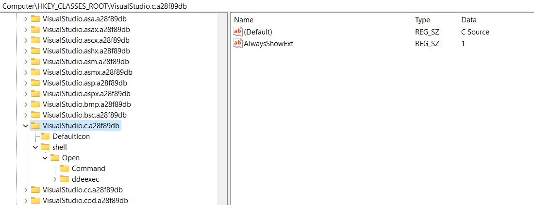 HKCR subkey named after the ProgID