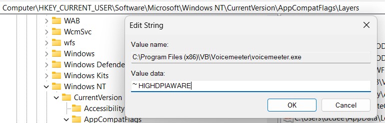 Registry location of compatibility options